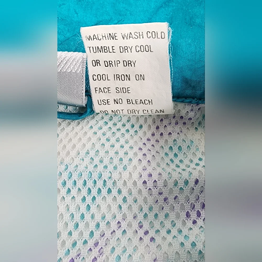 VINTAGE ASICS Womens Lightweight Windbreaker Running Full-Zip Large Green Tribal - Picture 11 of 11